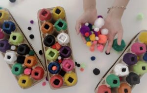 Egg Carton & Colorful Pom Pom Activity